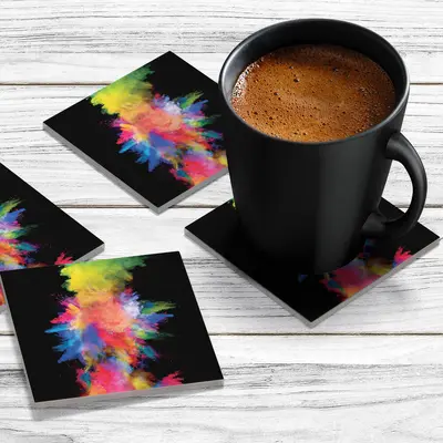 4 x Acrylic Coaster in Colour Fusion on Black