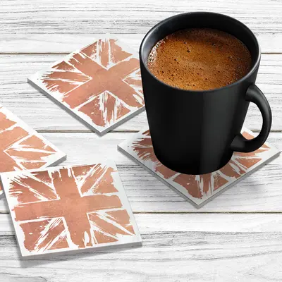 4 x Acrylic Coaster in Copper Painted Union Jack