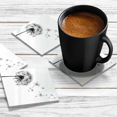 4 x Acrylic Coaster in Dandelion White