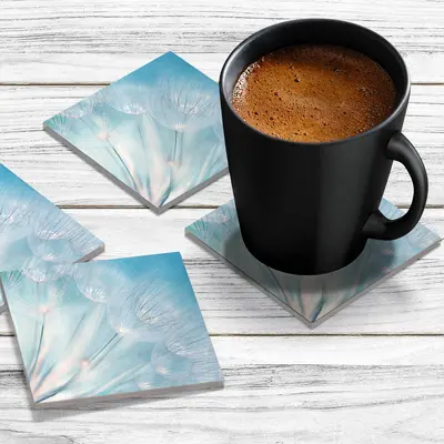 4 x Acrylic Coaster in Dandelion flower