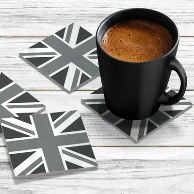 4 x Acrylic Coaster in Grey Union Jack