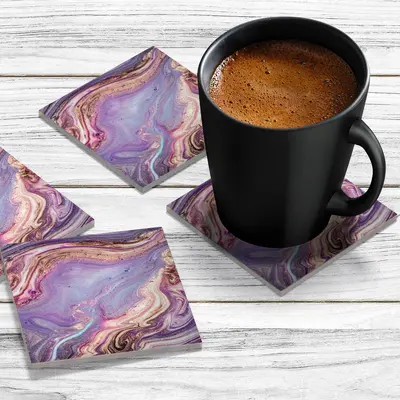 4 x Acrylic Coaster in Liquid Amethyst