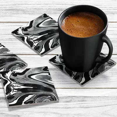 4 x Acrylic Coaster in Liquid Onyx