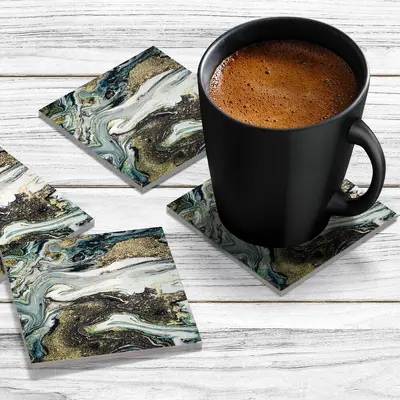 4 x Acrylic Coaster in Liquid Space