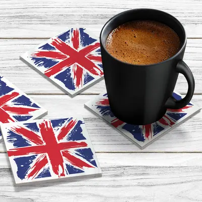 4 x Acrylic Coaster in Painted Union Jack