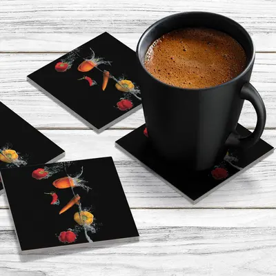4 x Acrylic Coaster in Peppers and Chilli Splash