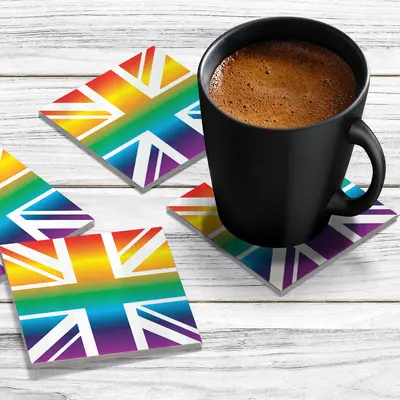 4 x Acrylic Coaster in Rainbow Union Jack