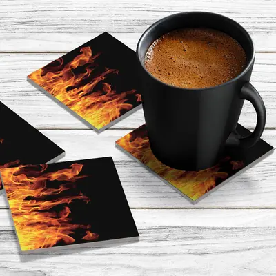 4 x Acrylic Coaster in Real Flames