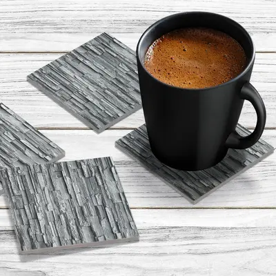 4 x Acrylic Coaster in Slate Wall