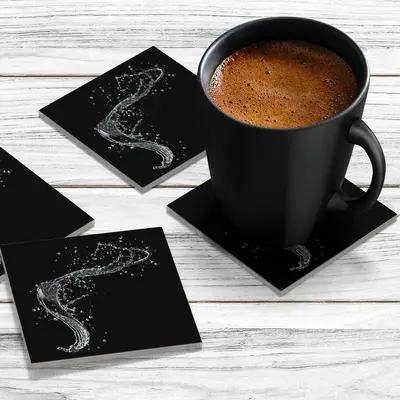 4 x Acrylic Coaster in Splash On Black