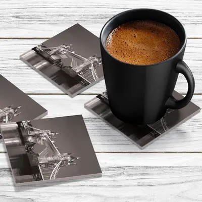 4 x Acrylic Coaster in Tower Bridge in B&W