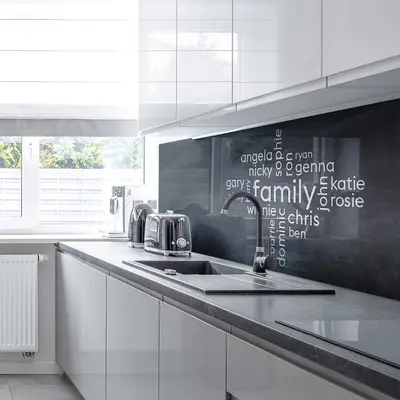 Your Own Word Collage on An Acrylic Splashback