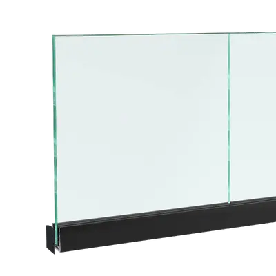 Frameless Glass Balustrade Quick-Fit Adjustable Black Anodised Aluminium Channel (12–21.5mm) – 5m