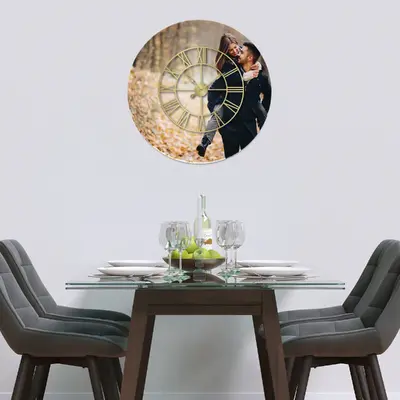 Glass Clock with Frame Printed With Your Own Photo