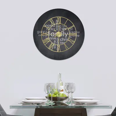 Glass Clock With Frame - Word Collage