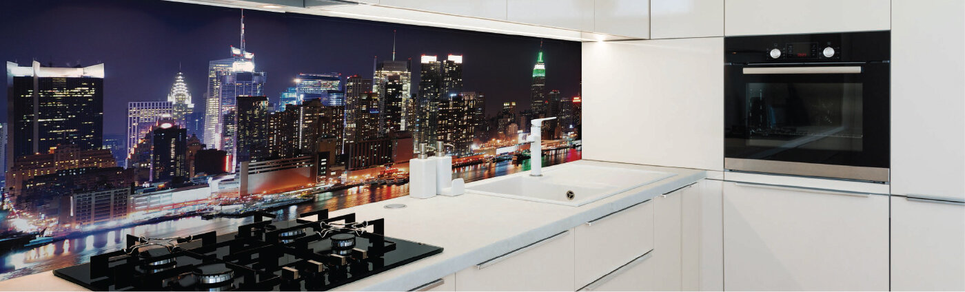 Customized Glass Splashback for kitchen by Premier Range