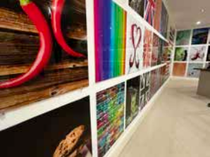 Free gift lifestyle image showing a wall display of splashbacks.